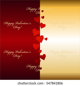 Red hearts on a red-gold background. Valentine's day. Happy Holiday!