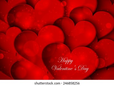 red hearts on Valentine Day with highlights