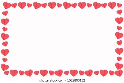 Red Hearts On White Background For Love Valentines Day Card, 
