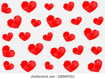 red hearts on white background. 