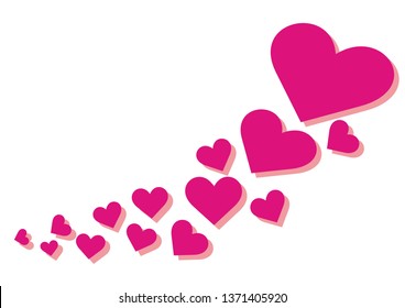 Red hearts on white background, template, vector icon