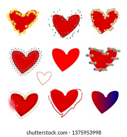 red hearts on white background illustration vector graphic