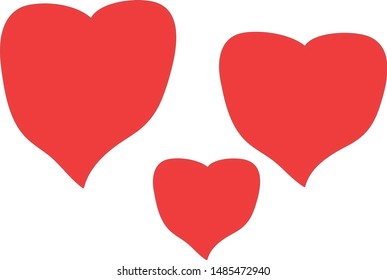  red hearts on white background