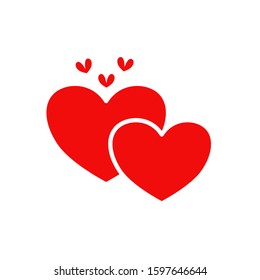 Red hearts on a white background