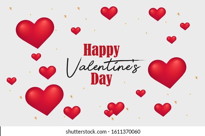 Red hearts on white background. Valentine's day themed. Valentine's day card.