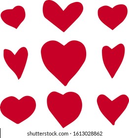 Red hearts on white background, valentines day, vector illustration