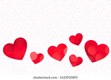 red hearts on white background valentines day design