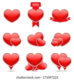 Red hearts on white background, vector eps10 illustration