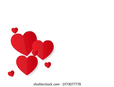 red hearts on white background, vector illustration. design for valentine's day card, anniversary celebration, gift and others.copy space