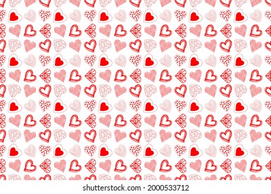 Red hearts on a white background. Seamless Vector illustration. Other hearts patterns in my collection.