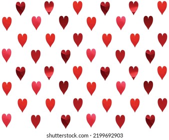 Rote Herzen auf weißem Hintergrund. Vektornahtlose Textur. Liebesmuster für den Valentinstag, den Müttertag.