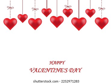 Red hearts on white background. Great for valentine day cards, party posters and flyers. Lettering Valentine day card Illustration.