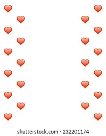 Red hearts on a white background