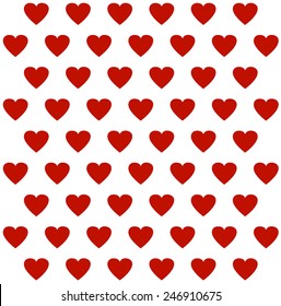 Red hearts on white background. Vector art.
