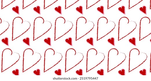 Red hearts on white background seamless pattern. Sweet love. Valentine's day cute backdrop texture, wallpaper. Romantic wedding. Mother's day.