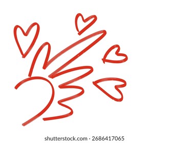 Corazones rojos sobre fondo blanco concepto de amor y romance