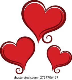 Rote Herzen auf weißem Hintergrund, romantisches Valentinstag-Design