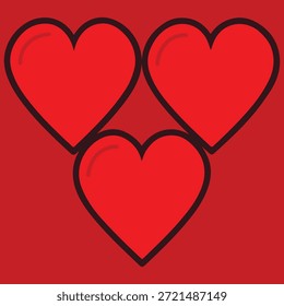 Corazones rojos sobre fondo blanco para el amor de San Valentín y el diseño romántico....