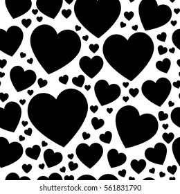 Red hearts on a white background pattern. Abstract geometric modern background. Vector illustration. Art deco style. Heart seamless pattern. Seamless pattern background with hearts