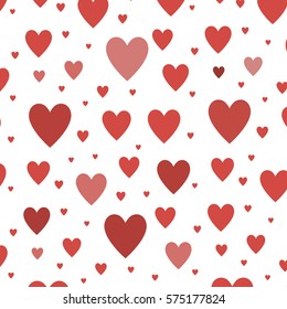 Red hearts on a white background. Vector illustration.