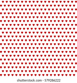 Red hearts on white background pattern, vector design