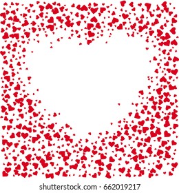 Red hearts on a white background
