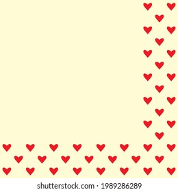 Red hearts on yellow background, wallpeper, vector