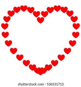 Red hearts painted on a path .Vector eps 10 