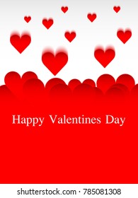 Red hearts paper fly down many. Heart love background Vector background