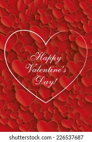 Red Hearts paper texture background Valentines day card vector 