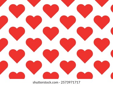 Red hearts pattern background on white background