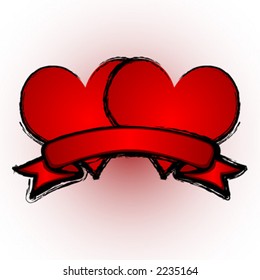Red hearts pattern with grunge look