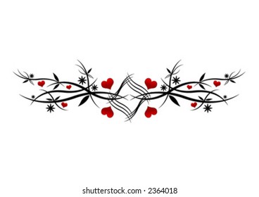 Red hearts pattern with grunge look