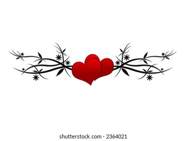 Red hearts pattern with grunge look