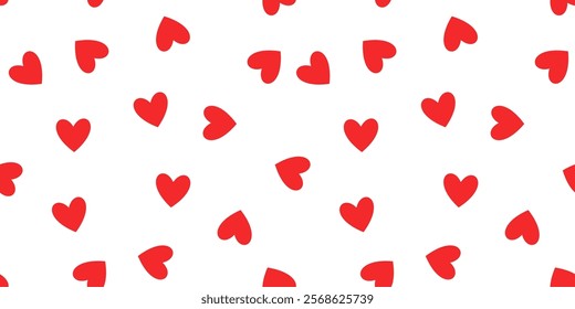 Red hearts pattern . Heart pattern on white background . Valentines Day background . Vector illustration