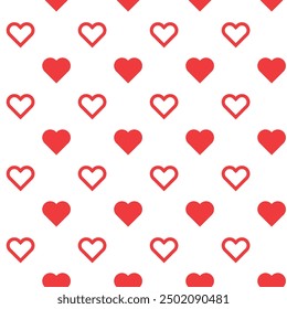 Red hearts pattern ideal for backgrounds, textiles, or Valentine's Day themes.
