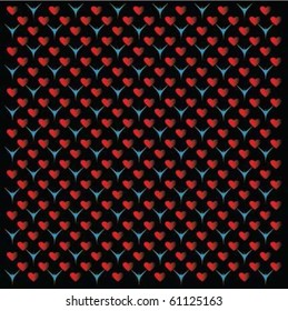 Red hearts pattern on black. Only you.