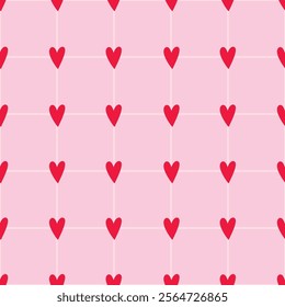 Red Hearts Pattern on Pink Background for Love and Romance Themes