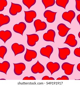 Red hearts pattern on pink background.