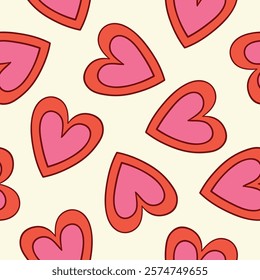 Red Hearts Pattern San Valentines Background Love Seamless Pattern