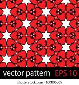 Red hearts pattern. Seamless vector background