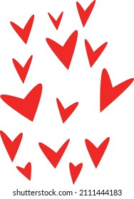 red hearts pattern for valentine`s day on white background