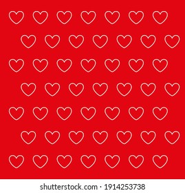 Red hearts pattern.Love concept. Design of textures and backgrounds.