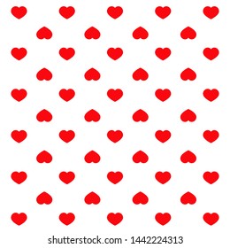 Red hearts patttern. Texture for wallpapers, fabric, wrap, web page backgrounds, vector illustration