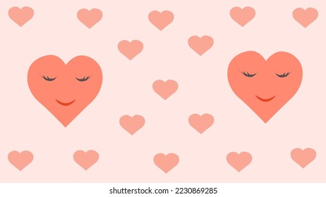 red hearts in the pink background for Valentine's Day