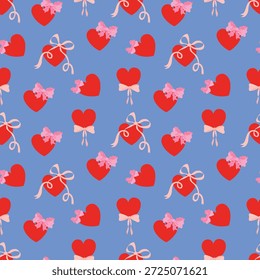Corazones rojos con patrón de arcos rosados. Texturas infinitas para tu diseño.	