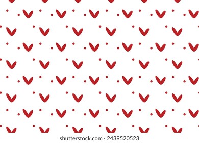 Red hearts polka dot  Isolated seamless pattern Lovely romantic design Textiles Fabric Wallpaper decorative Wrapping paper Valentine's Day Print for fabrics Flat style