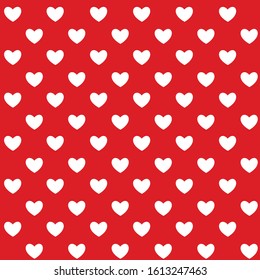Red hearts polka dot seamless pattern, vector illustration