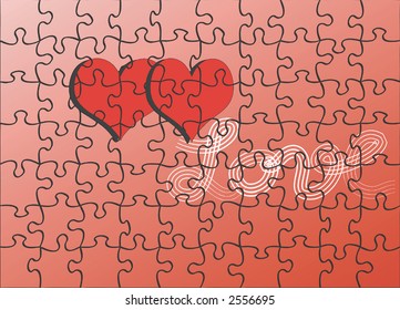 red hearts puzzle ,for Valentine's Day