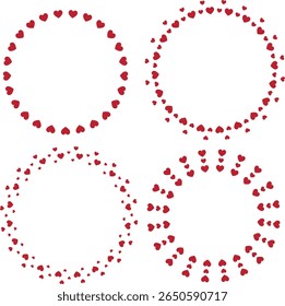 Red hearts radial frame collection